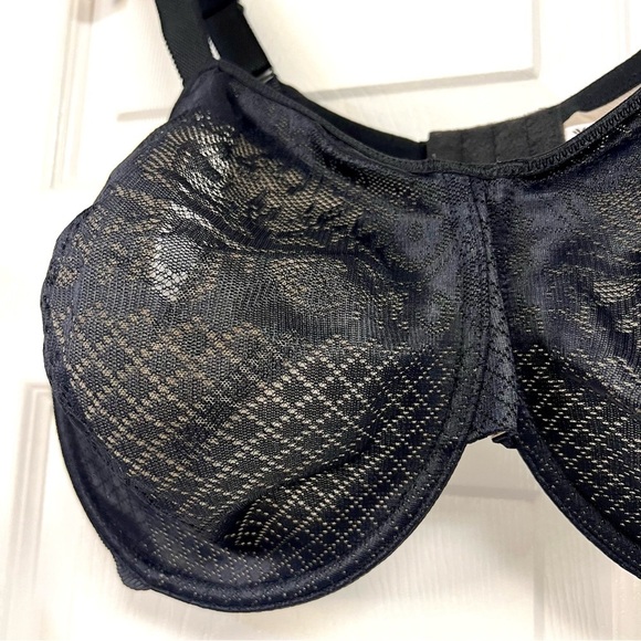 NWT WACOAL Visual Effects Minimizer Underwire Black Lace Women's Bra 44F (3D) - Picture 3 of 10